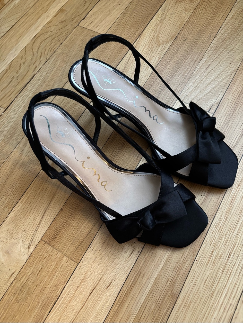 NIB Nina Black Heel Slingback Shoe with Bow | Size 8M